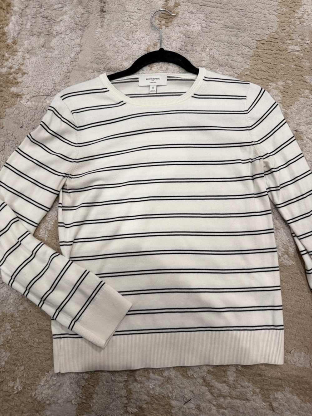 Banana Republic Women’s Cream Striped Crewneck Sweater